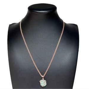 925 Sterling Natural Aventurine Crystal Wire Wrap Pendant Necklace 18"